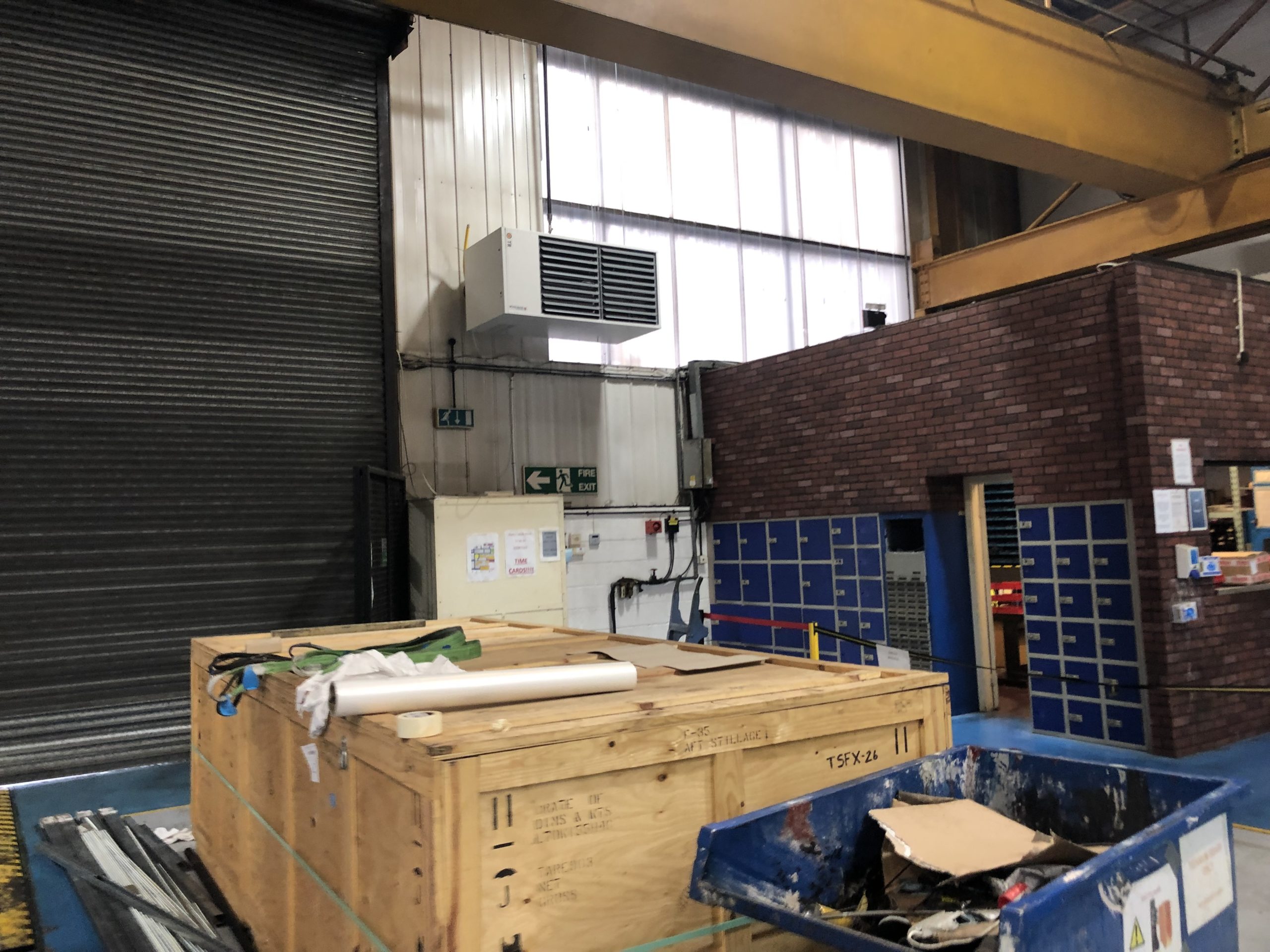 Warm air heating units for Manchester Precision Engineering warehouse space