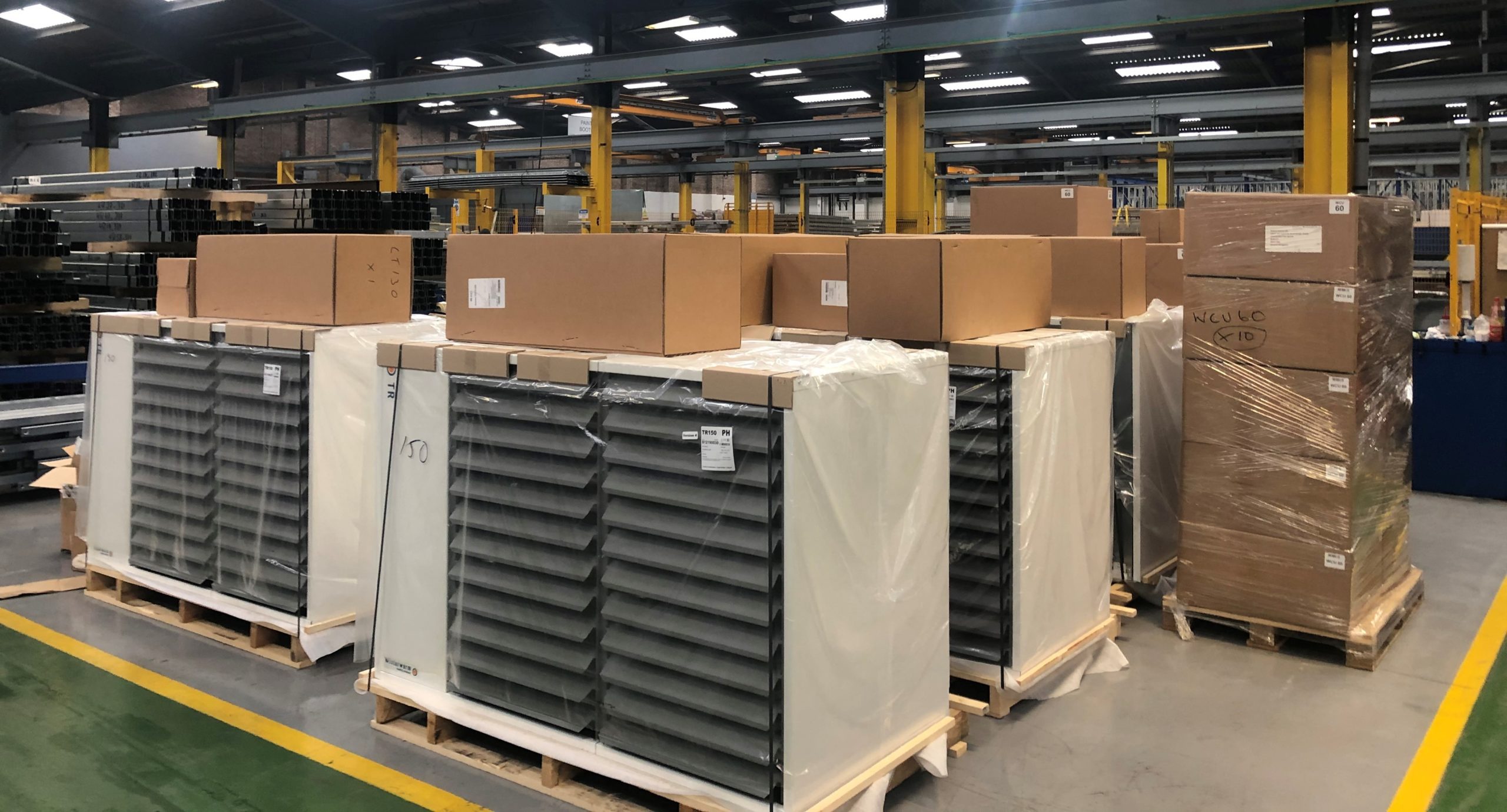 Warm air heating units for Sigmat warehouse space